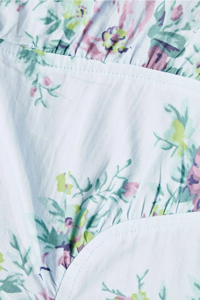 商品Ganni|Gathered floral-print organic cotton-poplin top,价格¥783,第4张图片详细描述
