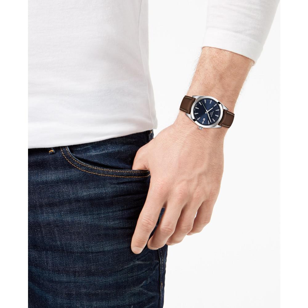 男士腕表 棕色皮革表带手表 40mm商品第3张图片规格展示