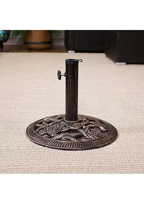 商品Sunnydaze Decor|Decor 16 In Rose Blossom Cast Iron Round Patio Umbrella Base   Bronze,价格¥649,第1张图片