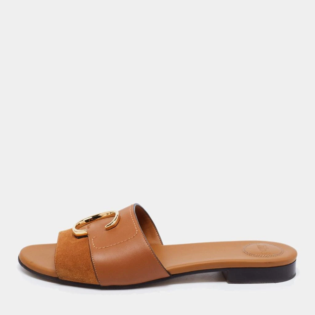 商品[二手商品] Chloé|Chloe Brown Suede And Leather Flat Sandals  Size 40.5,价格¥2446,第1张图片