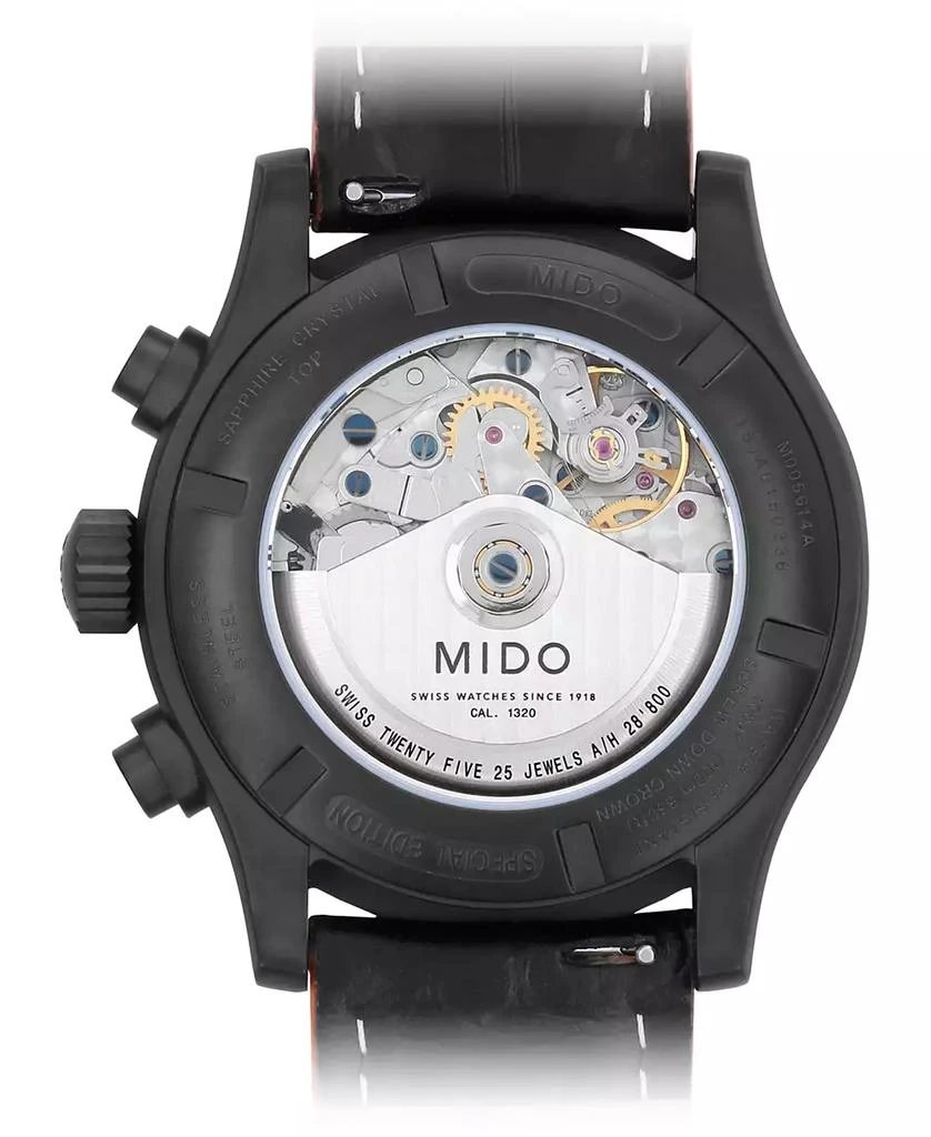 商品MIDO|Men's Swiss Automatic Multifort Orange Leather & Interchangeable Black Leather Strap Watch 44mm,价格¥17470,第4张图片详细描述