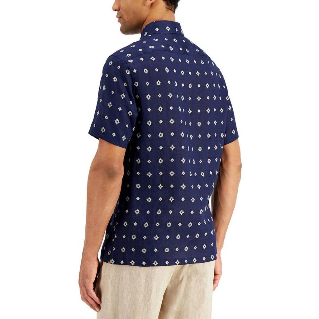 商品Tasso Elba|Tasso Elba Mens Geo Tile Linen Printed Button-Down Shirt,价格¥106,第2张图片详细描述