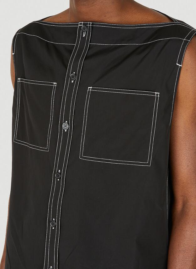 Topstitched Sleeveless Shirt in Black商品第5张图片规格展示