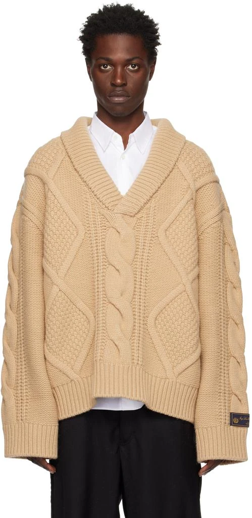 商品We11done|Beige Shawl Collar Sweater,价格¥2465,第1张图片