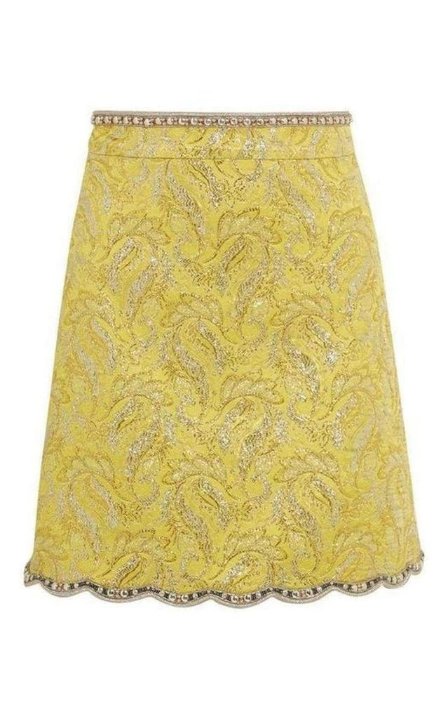 商品Gucci|Yellow Brocade Jacquard Mini Skirt,价格¥6099,第1张图片