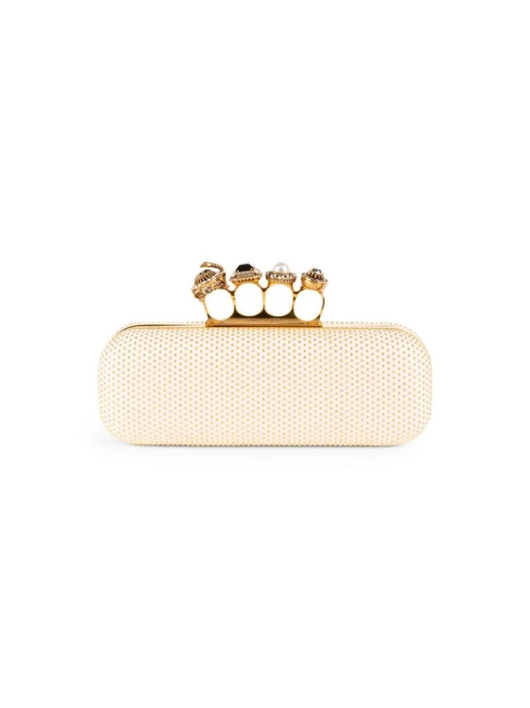 商品Alexander McQueen|Alexander McQueen - Jewelled Four-Ring Studded Leather Clutch,价格¥12454,第1张图片