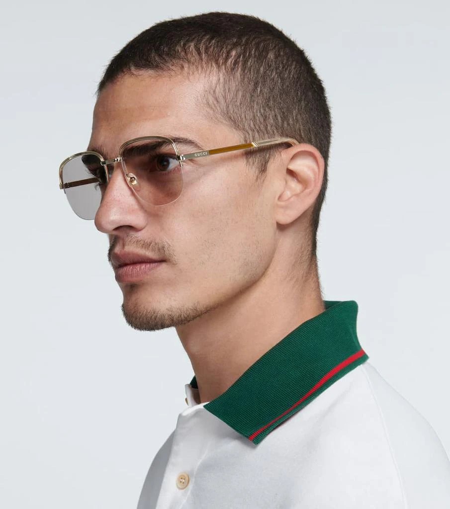 商品Gucci|矩形金属框眼镜,价格¥2205,第2张图片详细描述