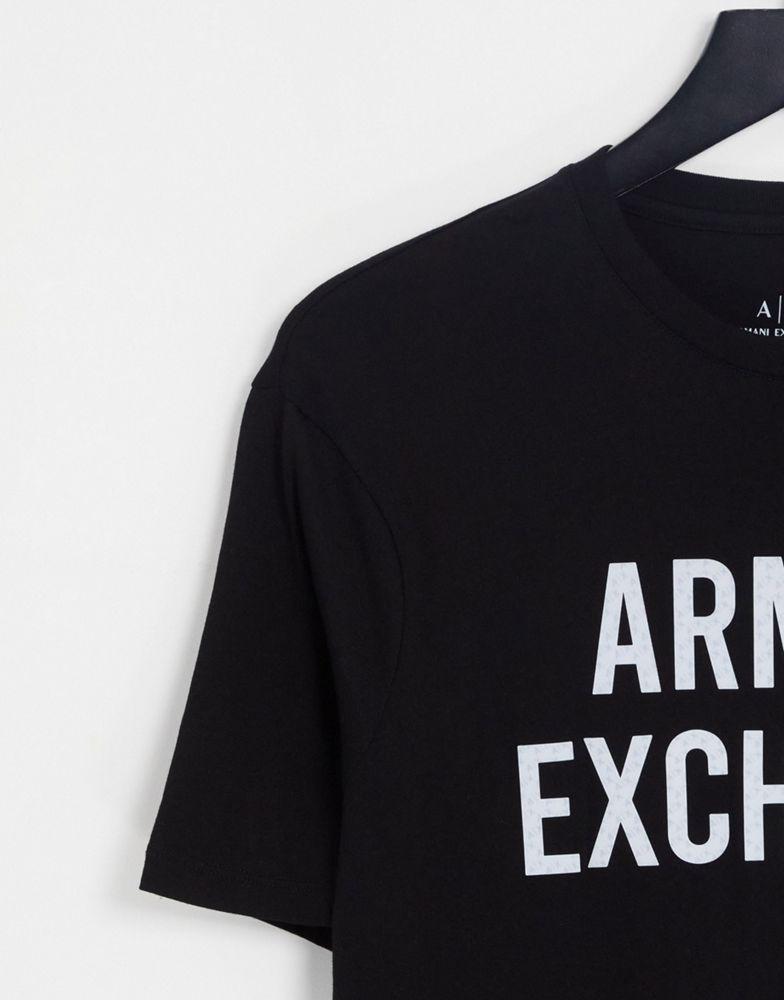 商品Armani Exchange|Armani Exchange t-shirt with holographic logo in black,价格¥542,第6张图片详细描述