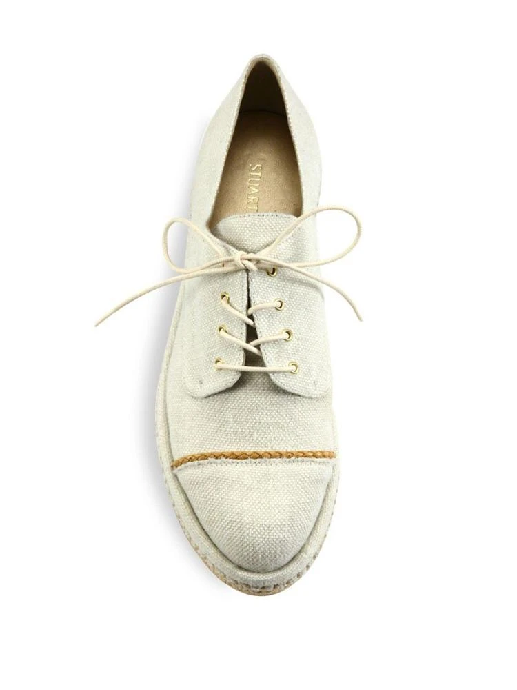 商品Stuart Weitzman|Mantra Linen & Raffia Platform Creepers,价格¥1364,第4张图片详细描述