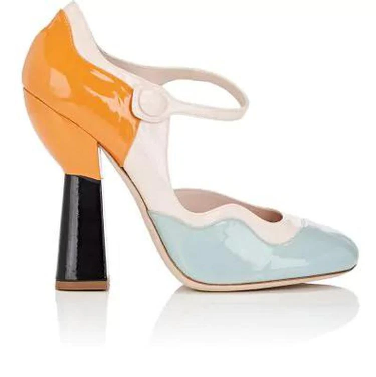 商品Miu Miu|Colorblocked Patent Leather Mary Jane Pumps,价格¥4160,第1张图片