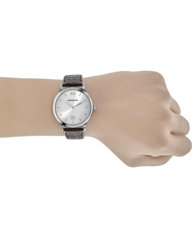 商品MontBlanc|Montblanc Star Classique Date Slim Silver Dial Leather Strap Men's Watch 108770,价格¥7117,第2张图片详细描述