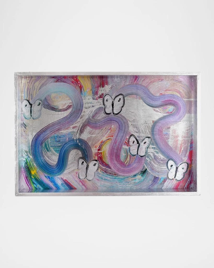 商品Hunt Slonem|Butterfly Ribbon Silver Leaf Vanity Tray,价格¥919,第2张图片详细描述