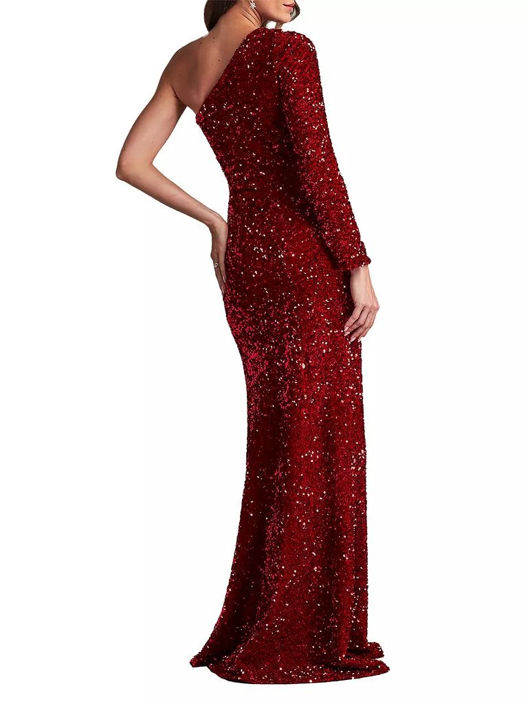 商品Tadashi Shoji|Ruched Sequined One-Sleeve Gown,价格¥3577,第4张图片详细描述