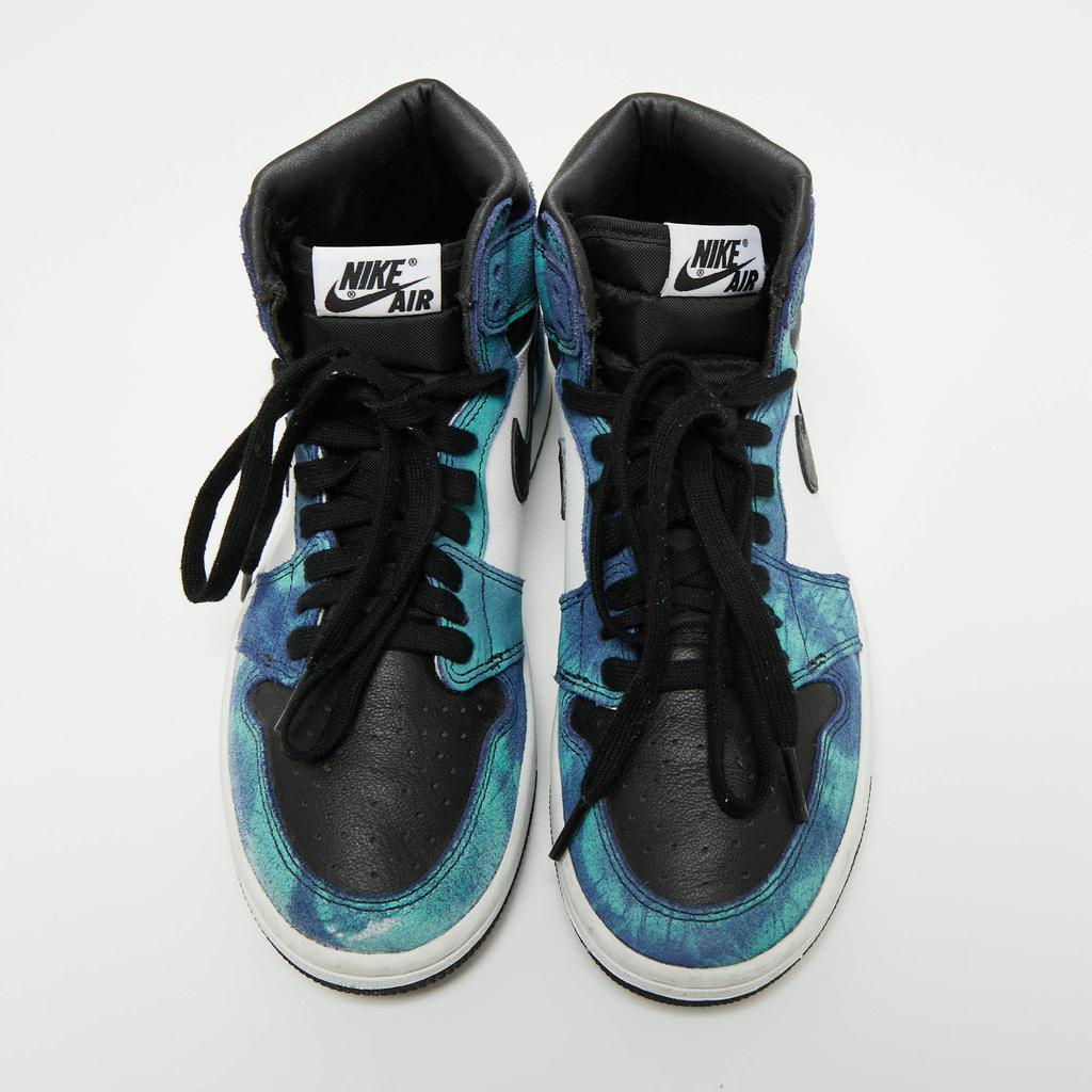 商品[二手商品] NIKE|Nike Jordan Multicolor Leather And Fabric Air Jordan 1 Retro Tie-Dye High Top Sneakers Size 38.5,价格¥2475,第5张图片详细描述