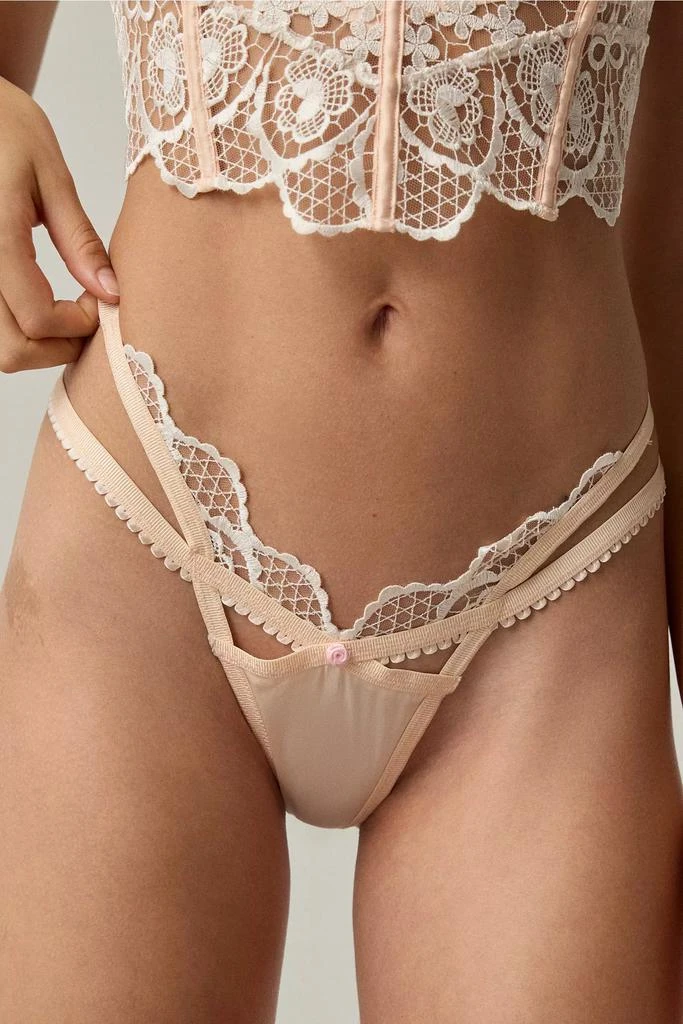 商品For Love & Lemons|For Love & Lemons Tea Cake Lace Trim Thong,价格¥288,第1张图片