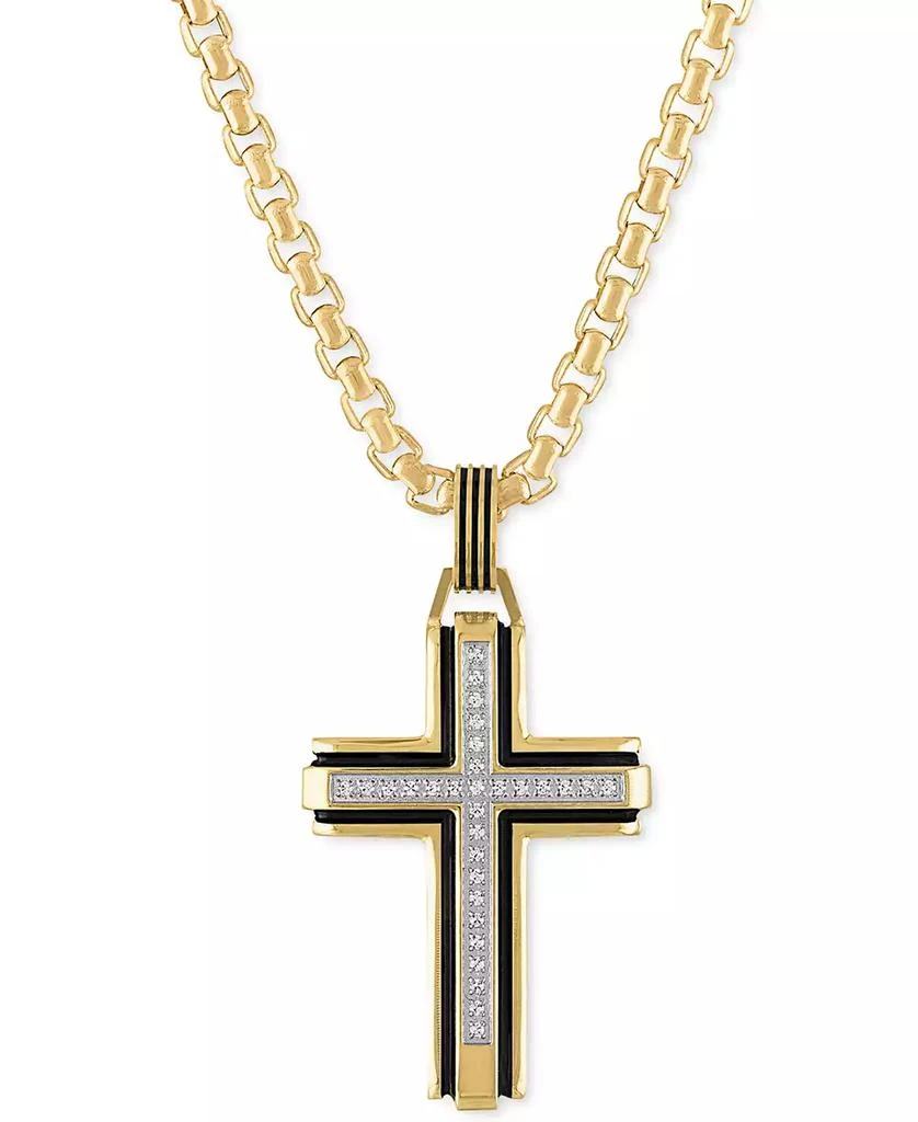 商品Esquire Men's Jewelry|Diamond Religious Cross 22" Pendant Necklace (1/6 ct. t.w.), Created for Macy's,价格¥1011,第1张图片