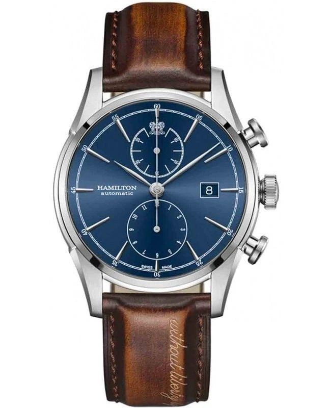 商品Hamilton|Hamilton American Classic Spirit of Liberty Auto Blue Dial Brown Leather Strap Men's Watch H32416541,价格¥12630,第1张图片