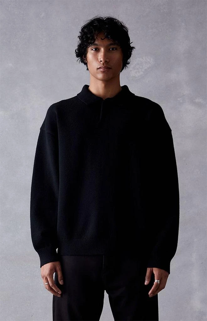 商品Essentials|Jet Black Knit Polo Sweater,价格¥1002,第1张图片