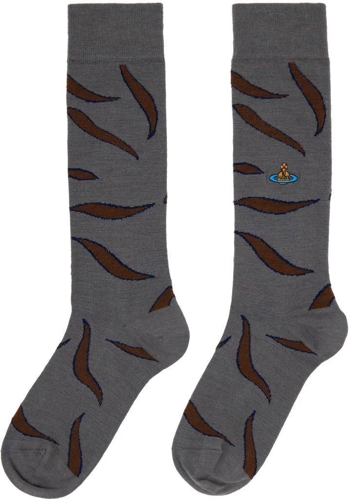 商品Vivienne Westwood|Gray Embroidered Socks,价格¥242,第2张图片详细描述