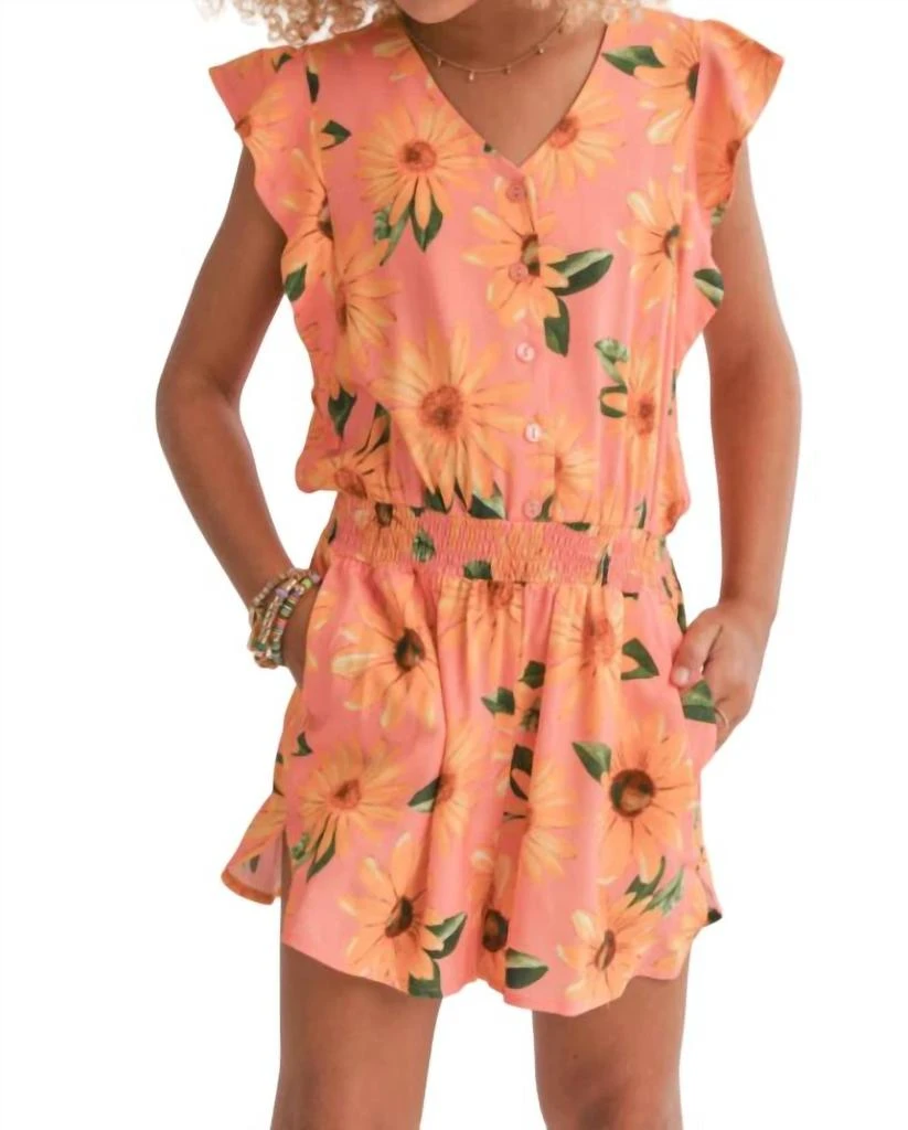 商品Sadie & Sage|Tween Vitamin D Flutter Sleeve Romper In Orange,价格¥334,第1张图片