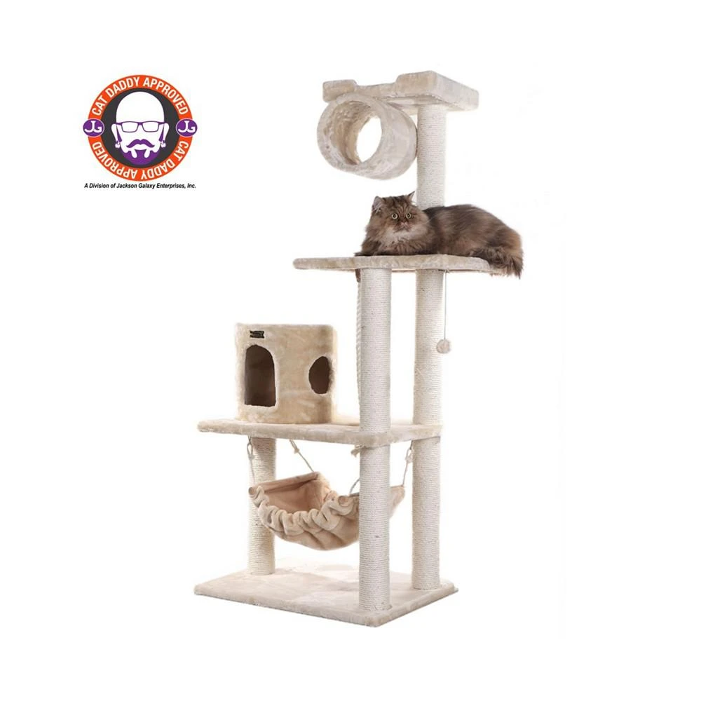 62" Real Wood Cat Tree & Hammock With Scratch Posts 商品
