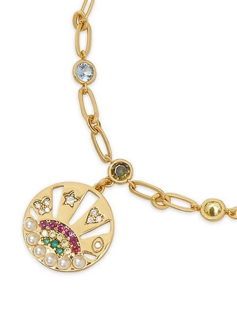 商品Kate Spade|Rainbow Goldtone, Faux Pearl & Cubic Zirconia Medallion Bracelet,价格¥291,第2张图片详细描述