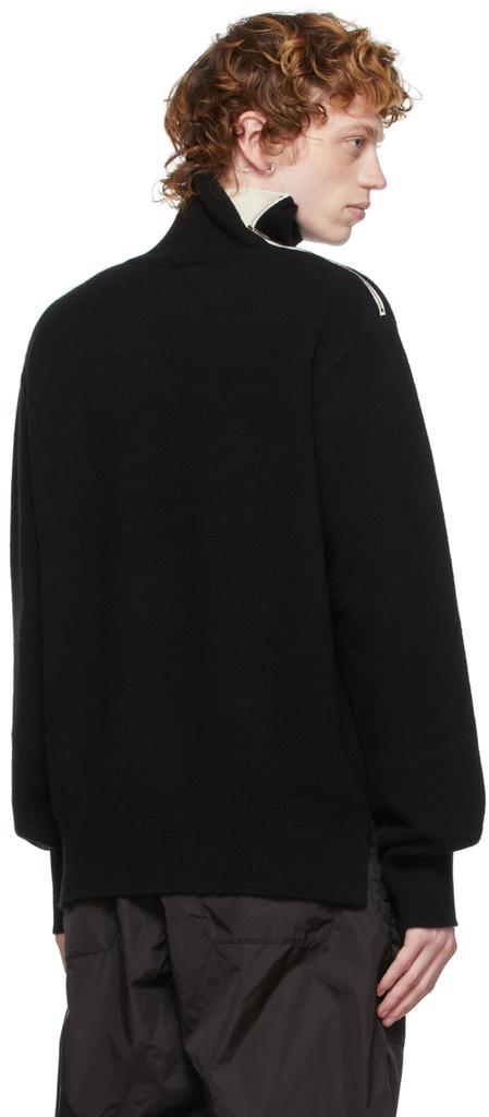 Black Wool Zip-Up Turtleneck商品第3张图片规格展示