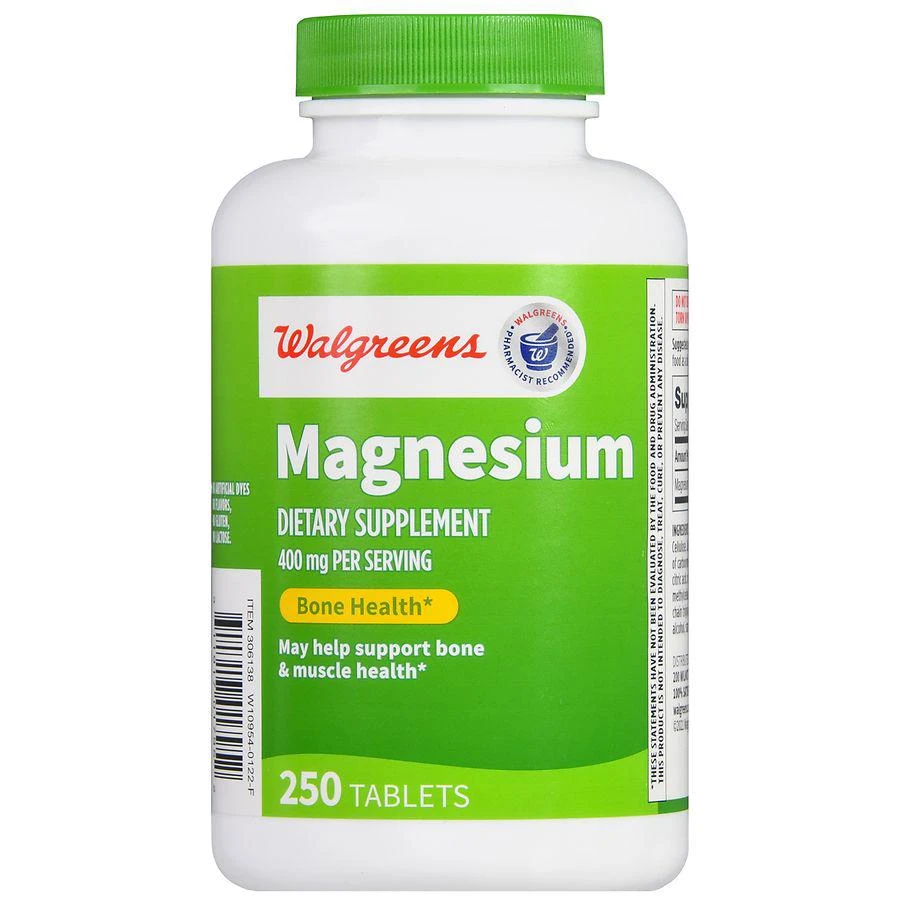 商品Walgreens|Magnesium 400 mg Tablets (250 days),价格¥158,第2张图片详细描述