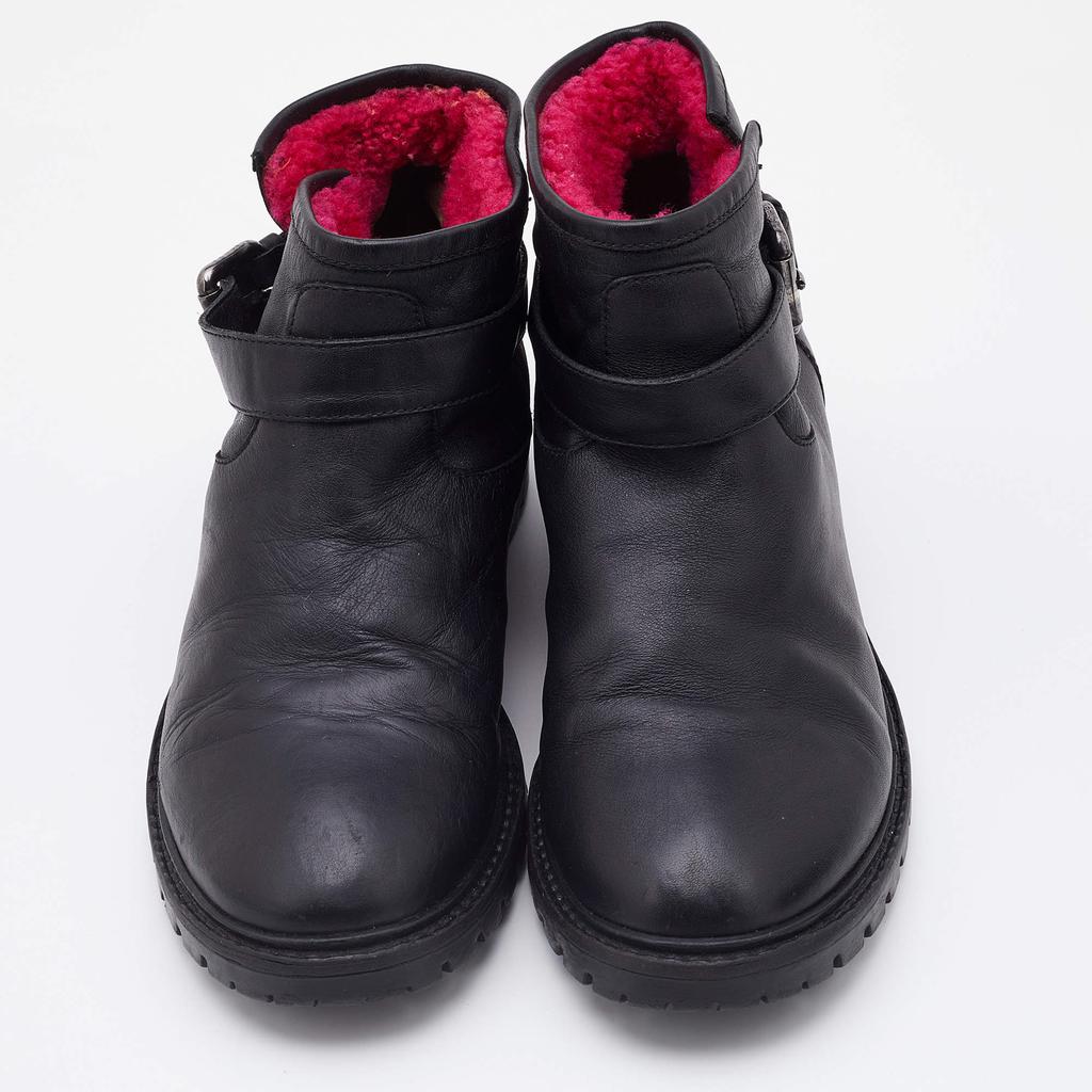 Fendi Black Leather Combat Ankle Boots Size 37商品第3张图片规格展示