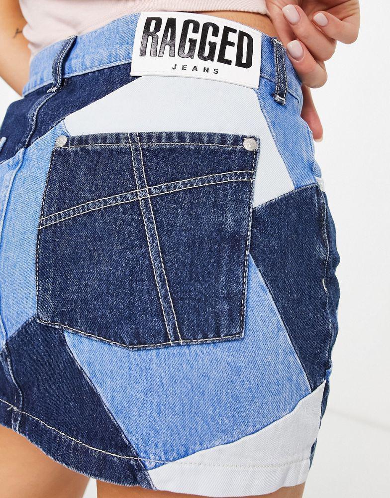 商品The Ragged Priest|The Ragged Priest micro denim Y2K mini skirt in patchwork denim,价格¥174,第5张图片详细描述