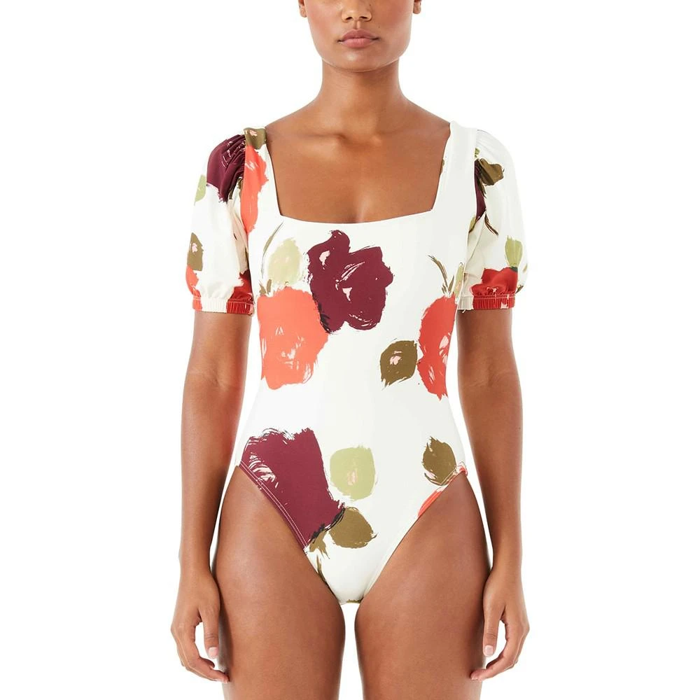 商品Kate Spade|Printed Puffed-Sleeve One-Piece Swimsuit,价格¥676,第1张图片