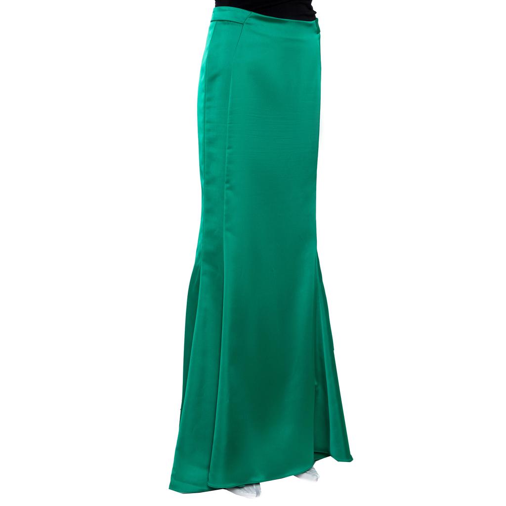 Just Cavalli Green Stretch Satin Flared Maxi Skirt S商品第2张图片规格展示