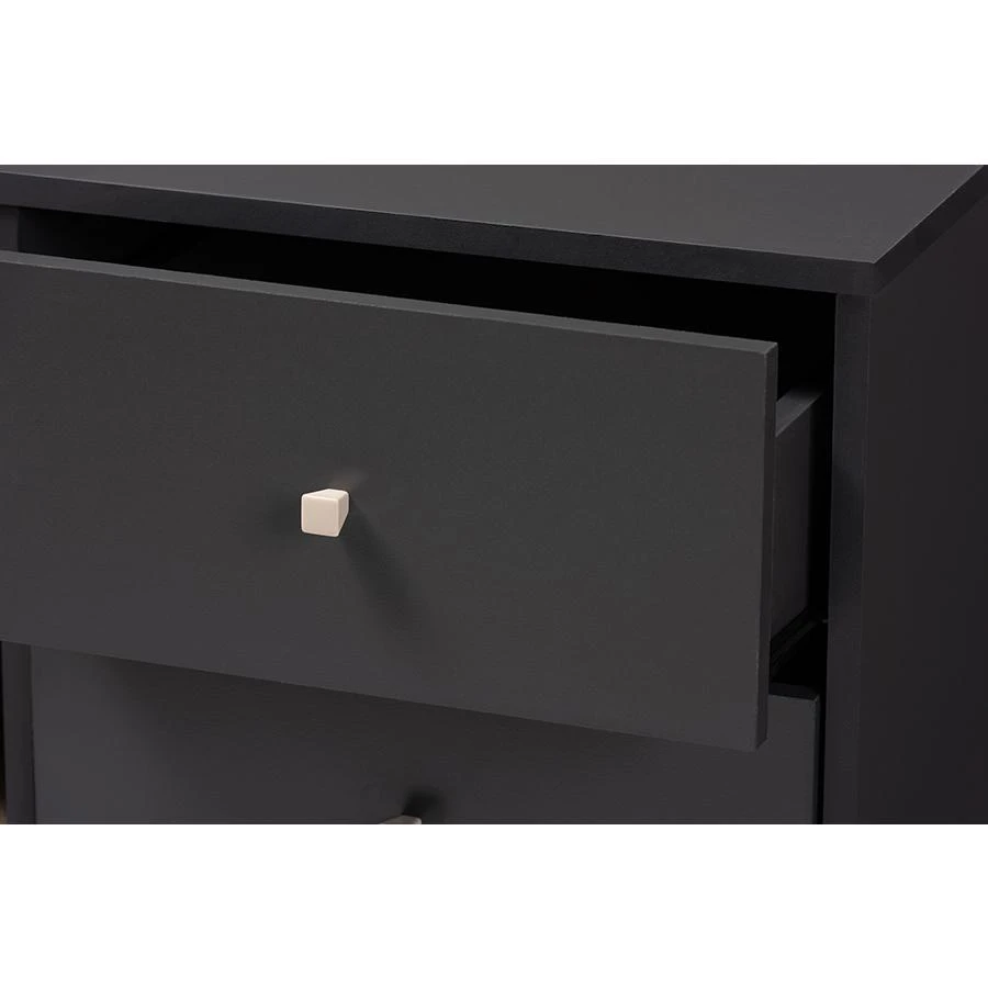 商品Baxton Studio|Savino Mid-Century Modern Dark Grey and Oak Finished Wood Wine Cabinet,价格¥2492,第5张图片详细描述