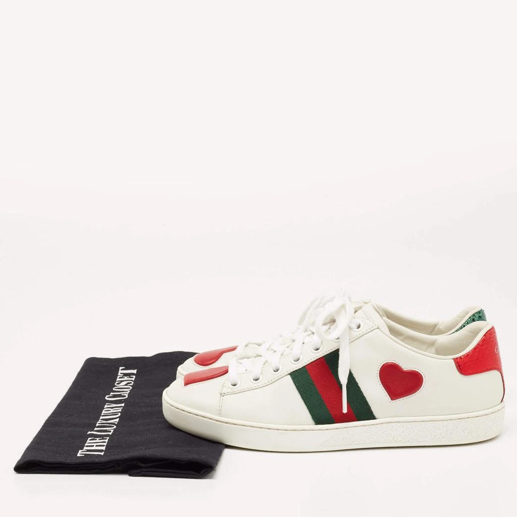 Gucci White Leather Ace Web Heart Detail Lace Up Low Top Sneaker Size 35.5 商品