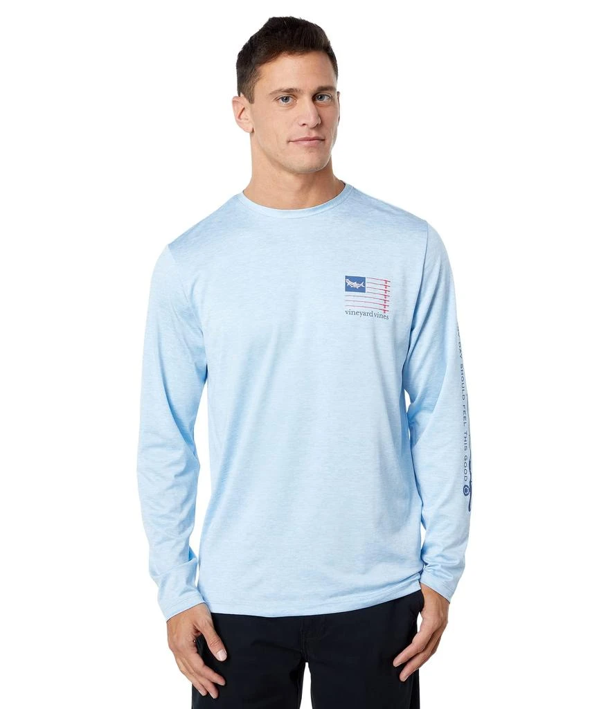 商品Vineyard Vines|Long Sleeve Tarpon Rod Flag Harbor T-Shirt,价格¥362,第2张图片详细描述