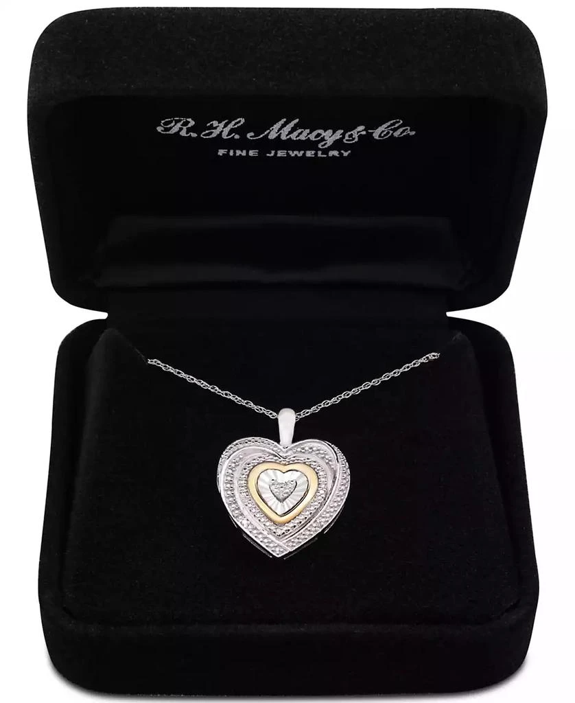 商品Macy's|Diamond Accent Two-Tone Heart Pendant Necklace in Sterling Silver and 10k Gold,价格¥226,第3张图片详细描述