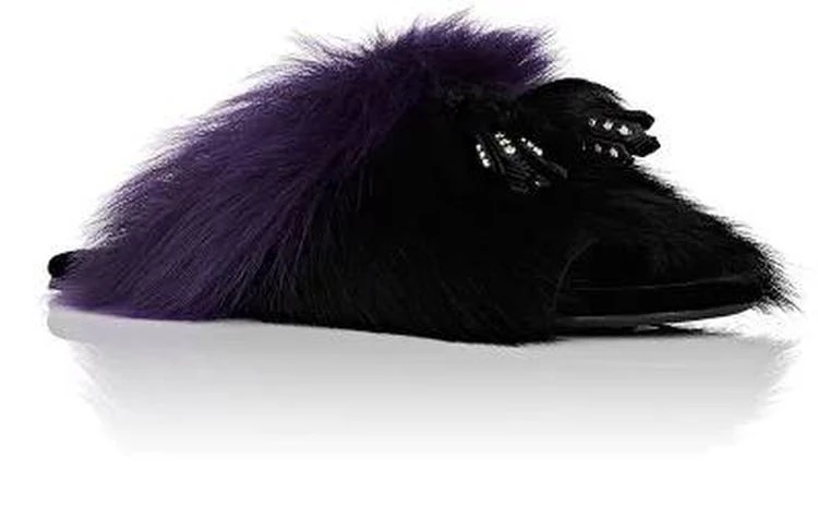 商品Prada|Tassel-Embellished Fur Slide Sandals,价格¥2818,第2张图片详细描述