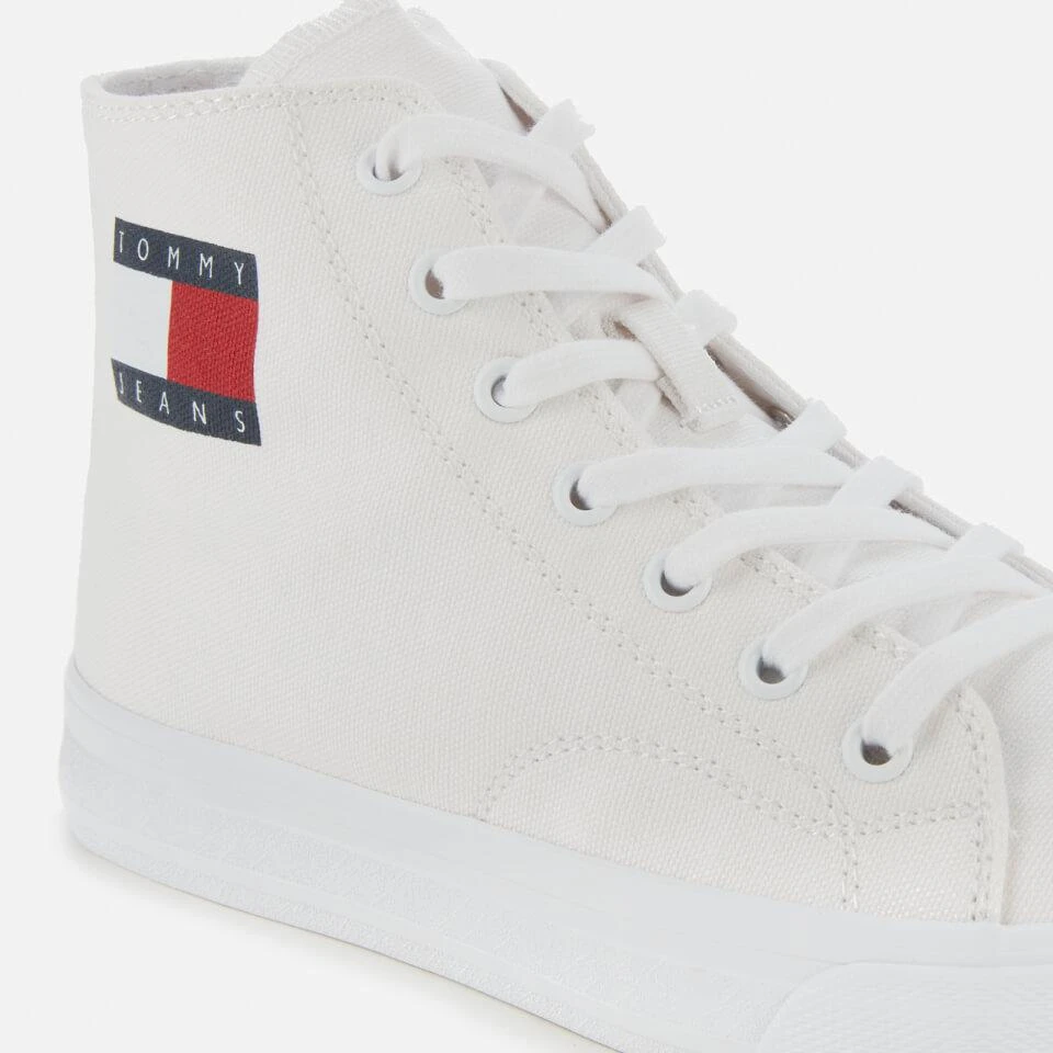 商品Tommy Jeans|TOMMY JEANS WOMEN'S MID CUP CANVAS HI-TOP TRAINERS - WHITE,价格¥376,第4张图片详细描述