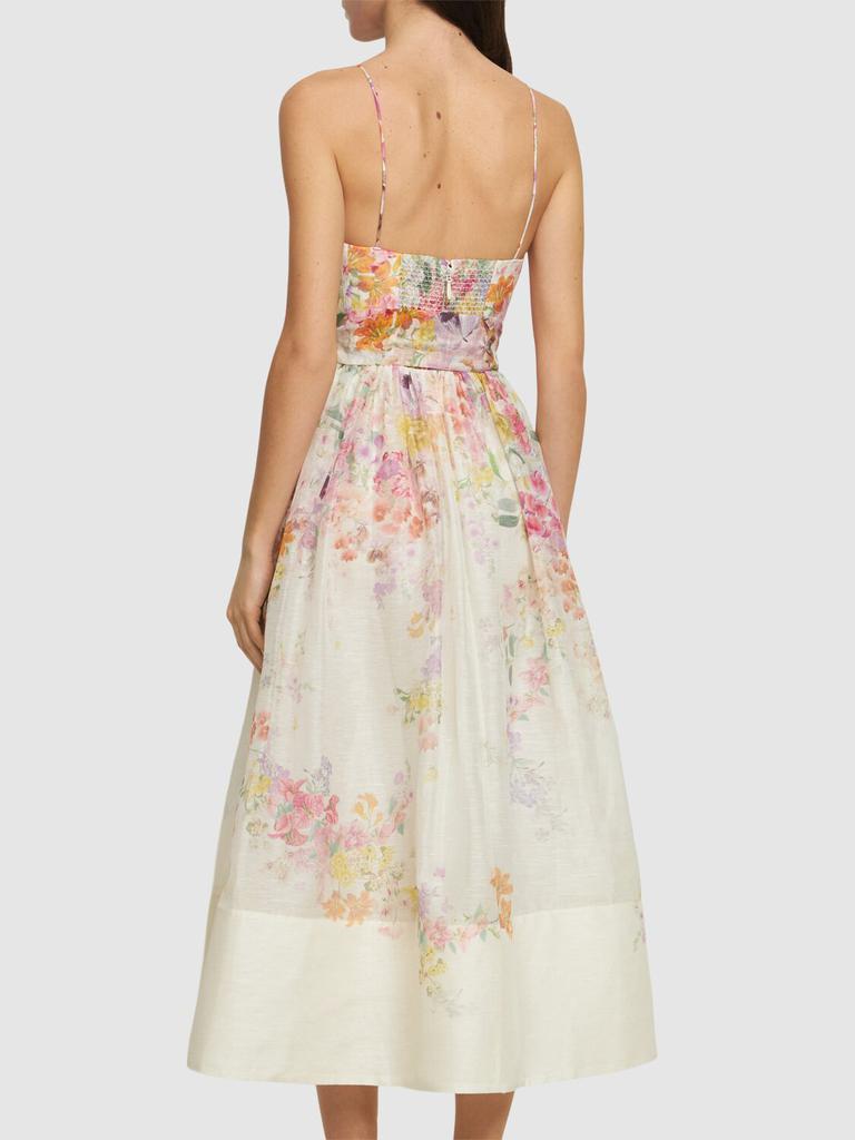 Zimmermann Natura Printed Linen Midi Corset Dress - Dresses