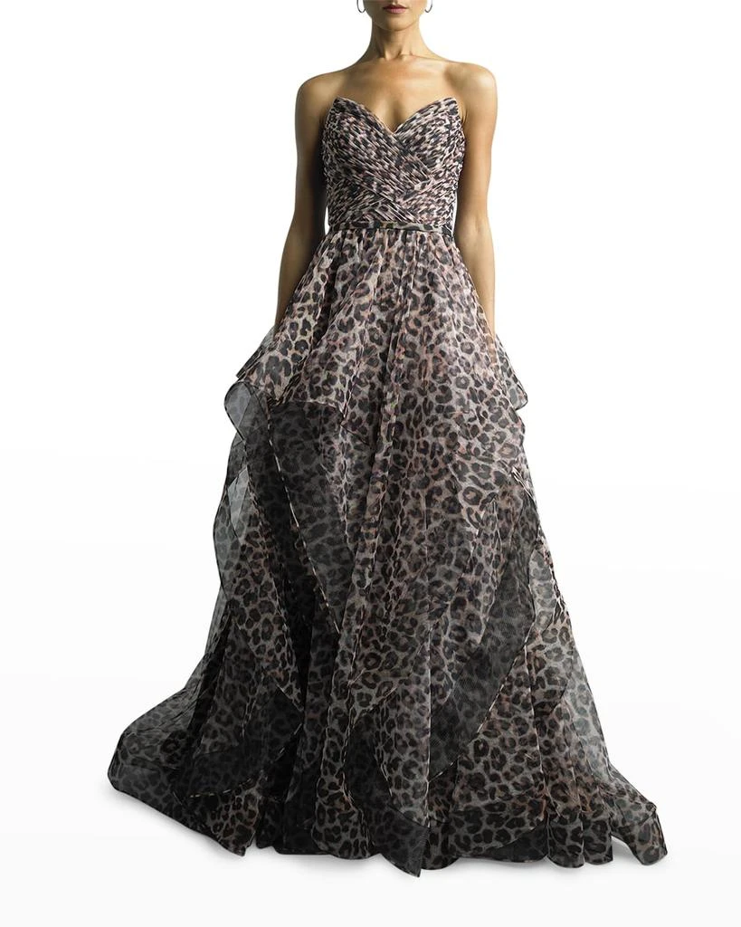 商品Basix Black Label|Strapless Leopard-Print Gown,价格¥951,第1张图片