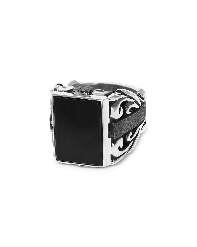 商品King Baby|Sterling Silver Onyx Statement Scroll Ring,价格¥5358,第1张图片