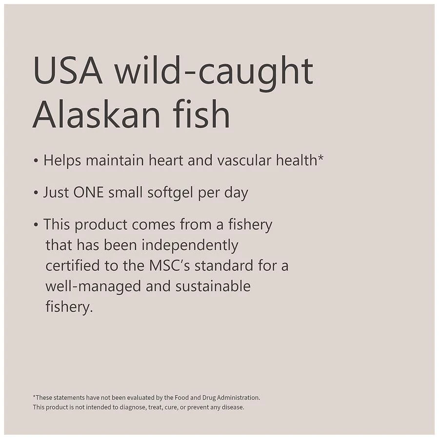 Wild-Caught Alaskan Half-the-Size Fish Oil with Omega-3 1200 mg Softgels 商品