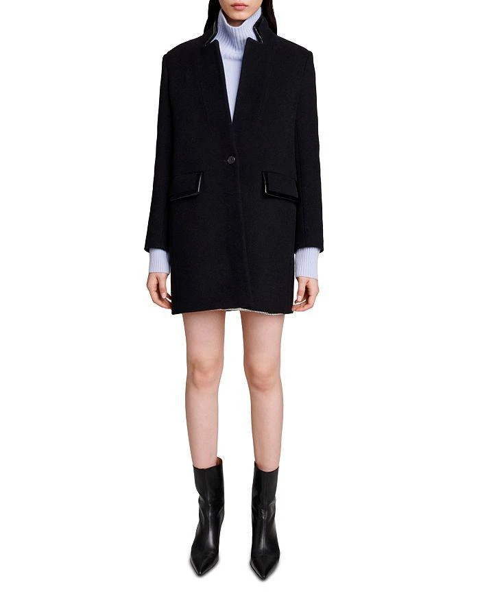 商品Maje|Galionile Wool Blend Stand Collar Coat,价格¥4367,第4张图片详细描述