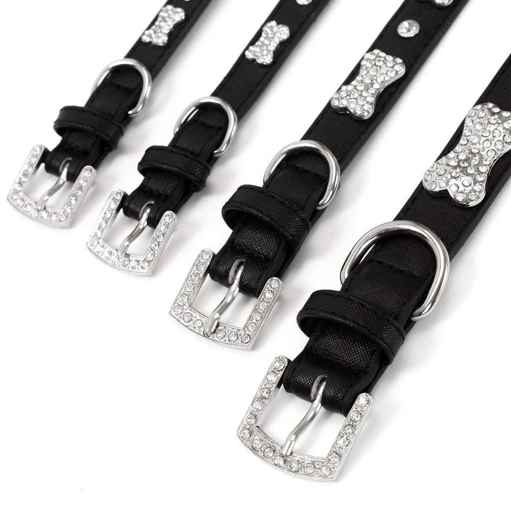 商品Vanderpump Pets|Designer Diamond and Bone Leatherette Collar - M,价格¥285,第4张图片详细描述