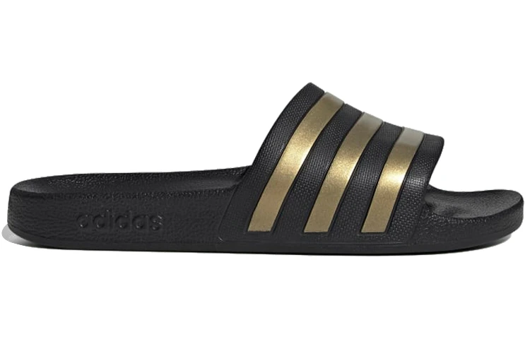 商品[国内直发] Adidas|adidas Adilette Aqua 外穿 一体成型 休闲 橡胶底 防滑一字拖鞋 男女同款 黑金,价格¥196,第3张图片详细描述