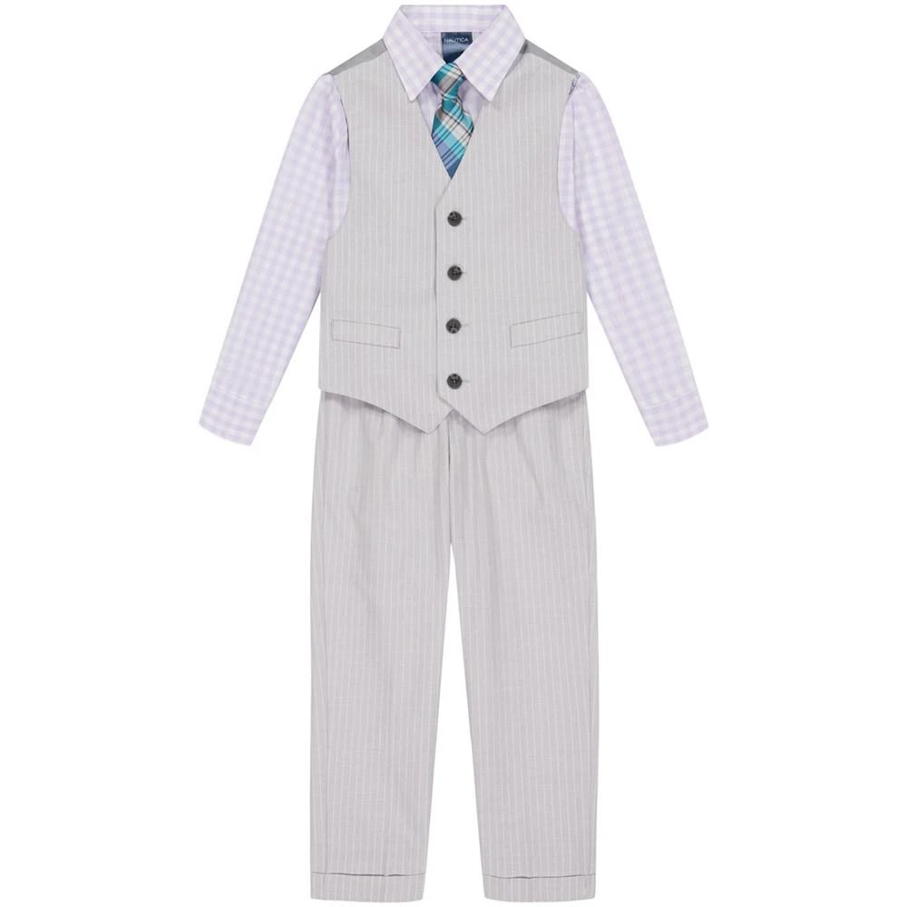 商品Nautica|Little Boys Pinstripe Vest, Shirt, Pant and Necktie Set,价格¥192,第2张图片详细描述