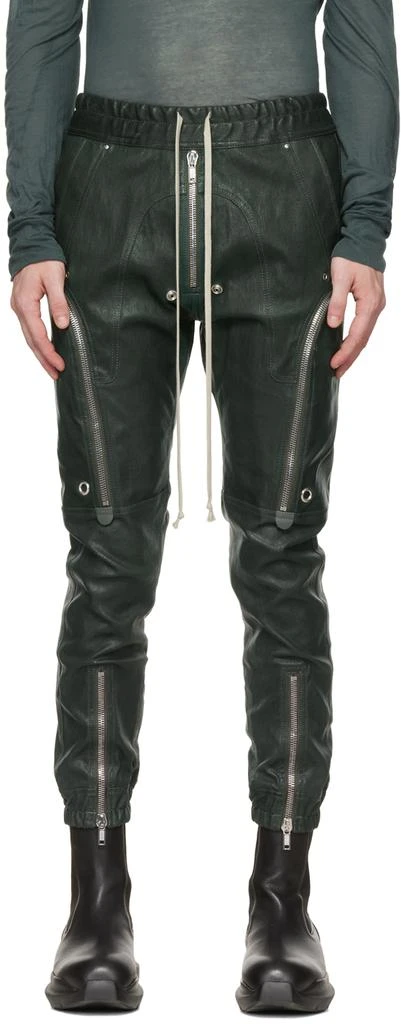 商品Rick Owens|Green Bauhaus Leather Pants,价格¥9976,第1张图片