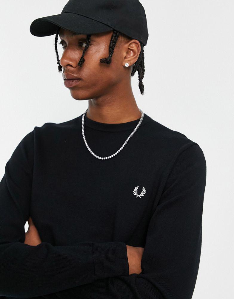 Fred Perry crew neck jumper in black商品第1张图片规格展示