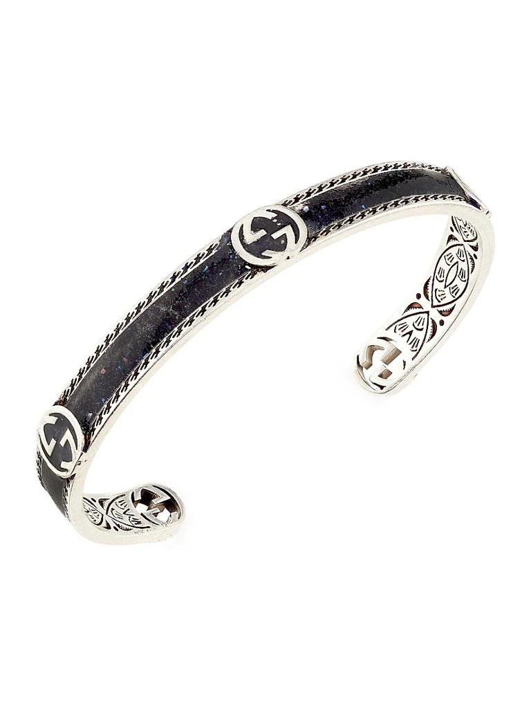 商品Gucci|Unisex Interlocking G Sterling Silver Enamel Cuff,价格¥4609,第1张图片