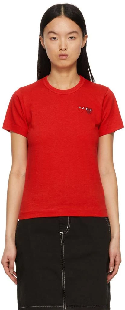 商品Comme des Garcons|Red Double Heart T-Shirt,价格¥698,第1张图片